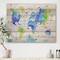 Designart - World Map In Green and Blue - Modern Print on Natural Pine Wood